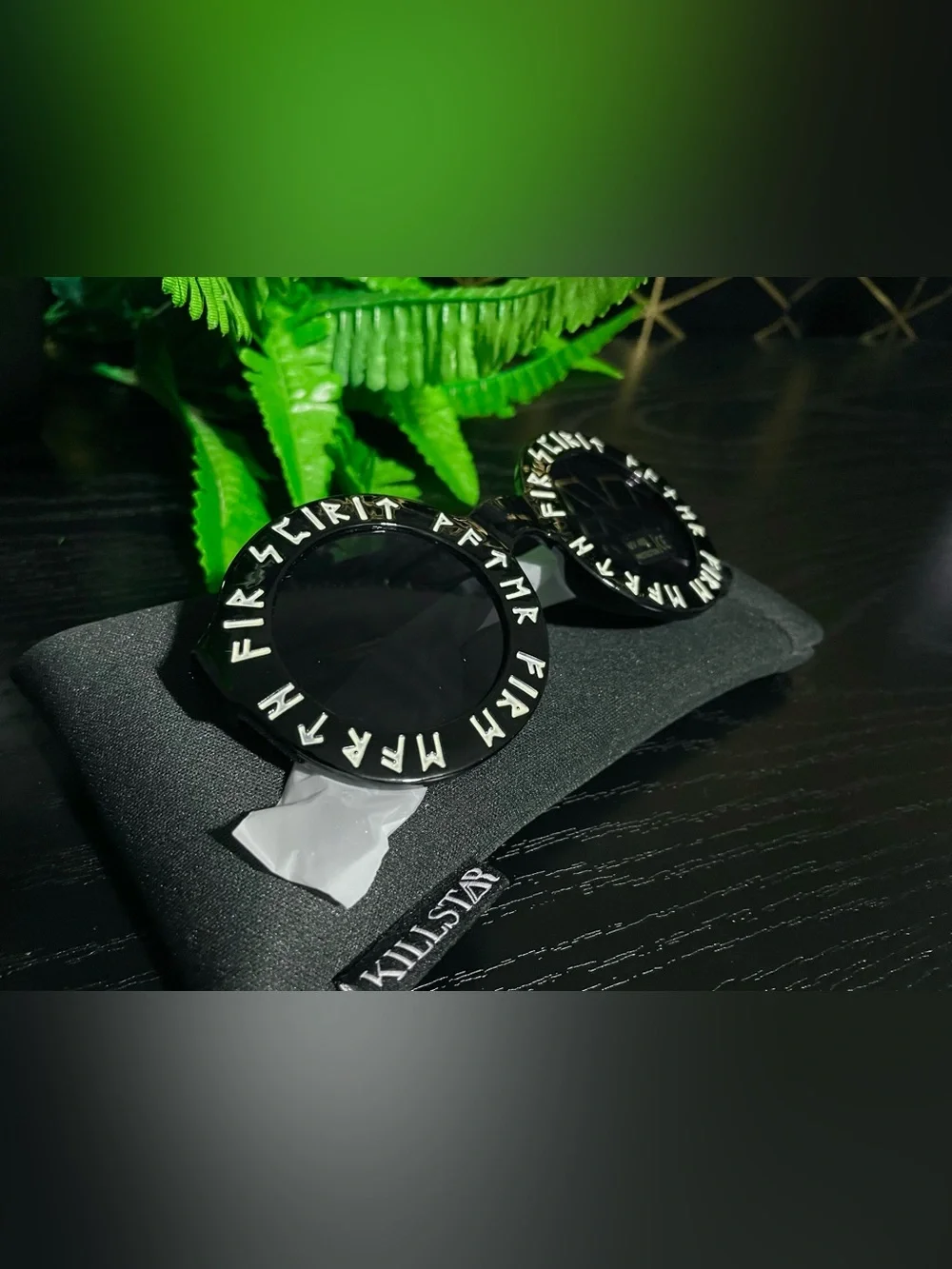 Killstar Black Sunglasses with White Rune Accents